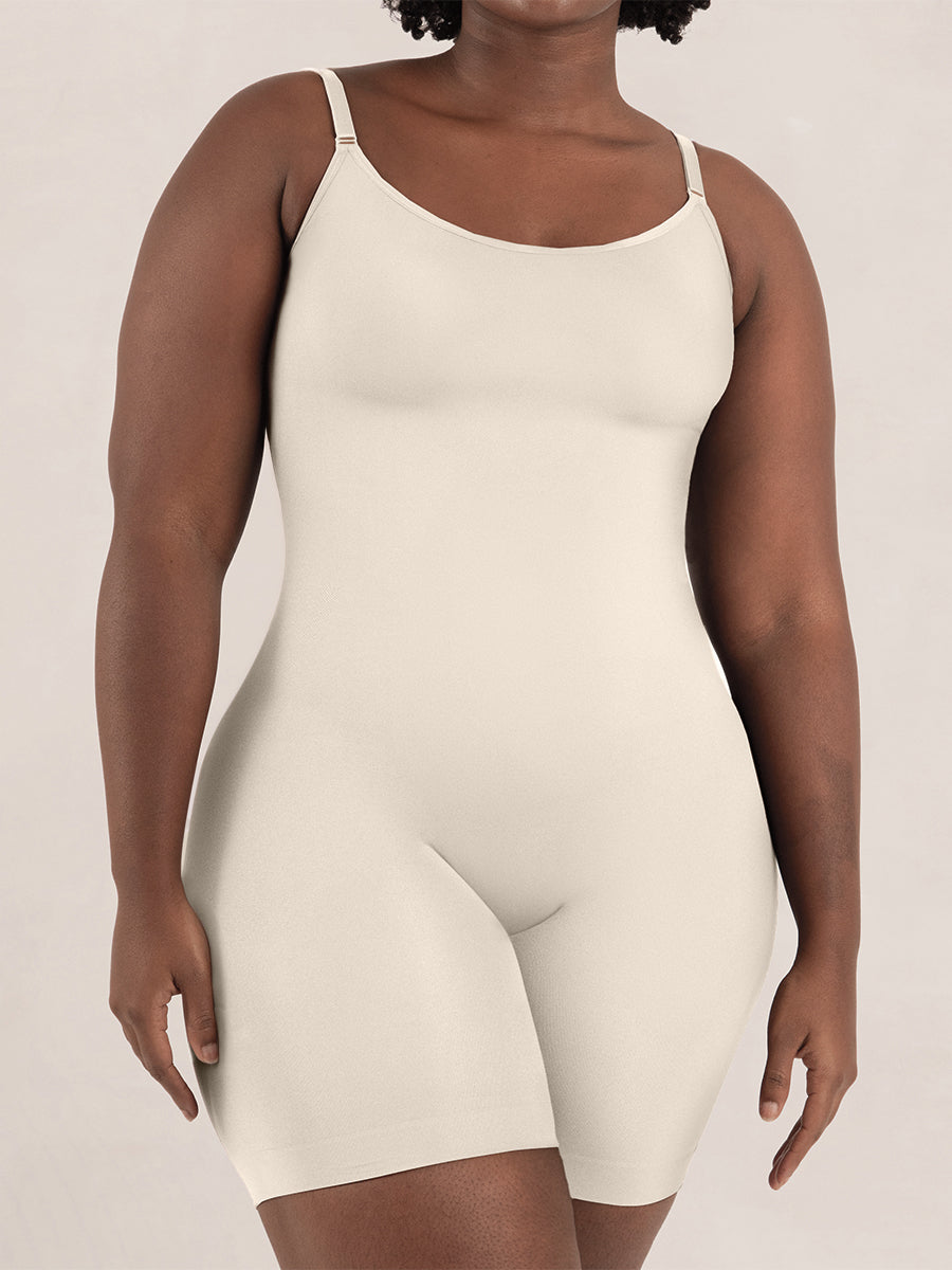 Shapermint Essentials All Day Every Day Scoop Neck Mid-Thigh Bodysuit